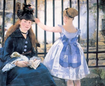  Impressionism Canvas - Le Chemin De Fer The Railroad Realism Impressionism Edouard Manet
